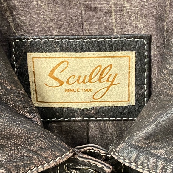 SCULLY Genuine Leather Brown Vintage Look Distressed Topstitch Leather Jacket - Picture 11 of 14